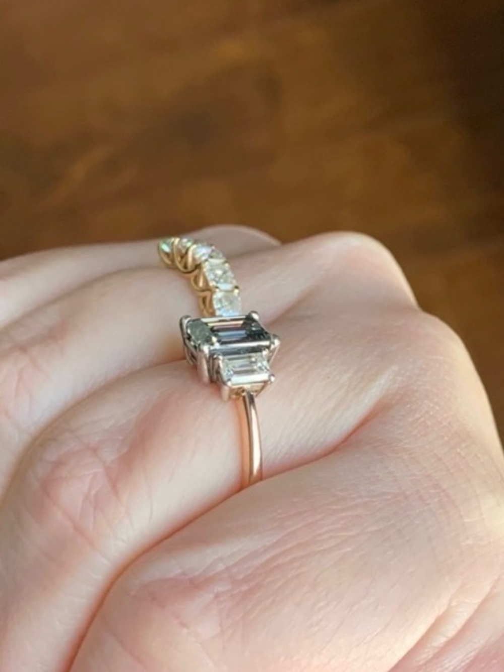 Grey Moissanite Three Stone Ring